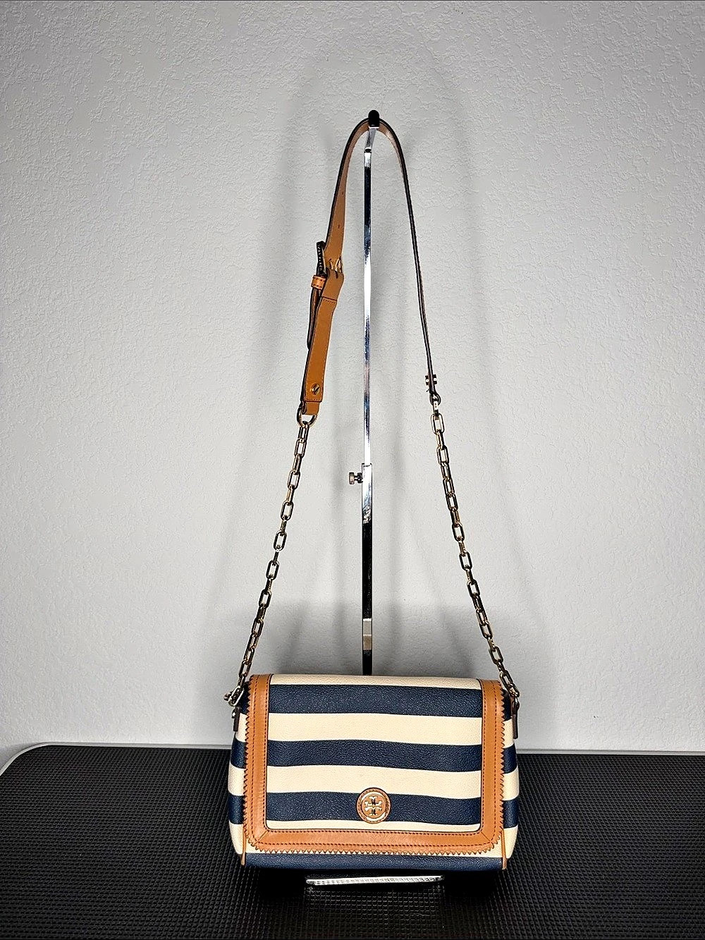 Tory Burch Striped Crossbody in Blue & White